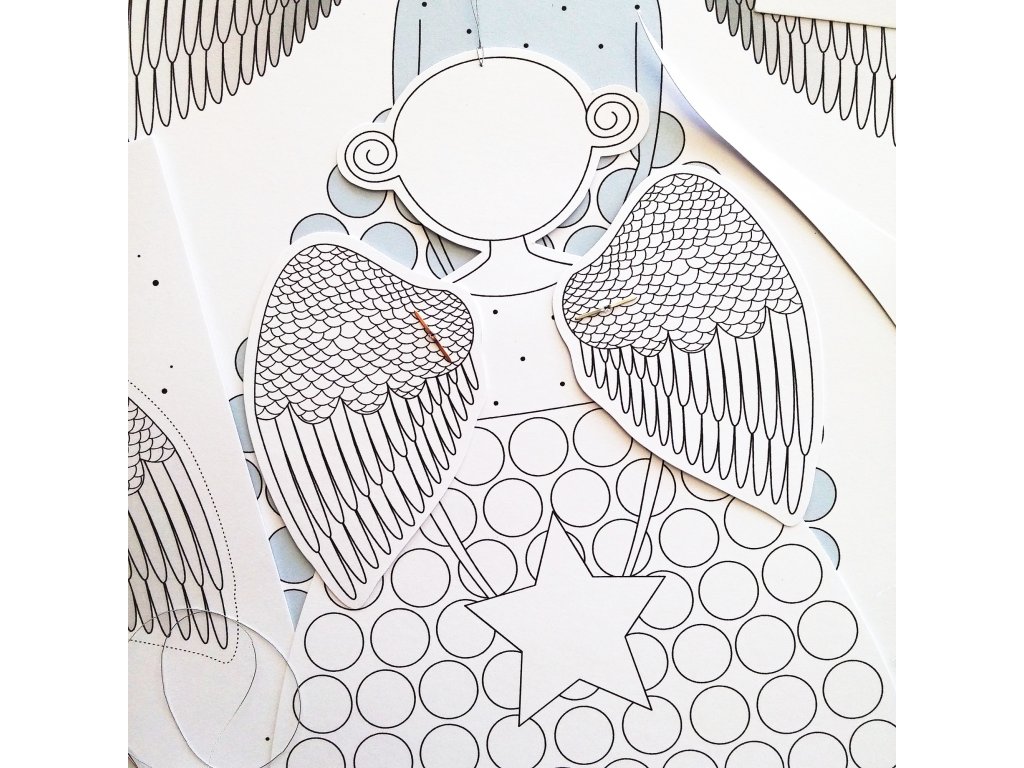 Andělka - vánoční pohyblivá vystřihovánka (zlatá)