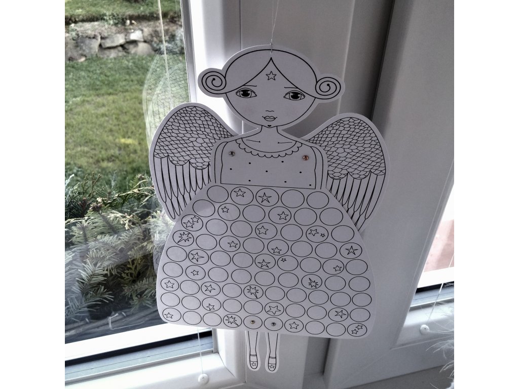 Andělka - vánoční pohyblivá vystřihovánka (zlatá)