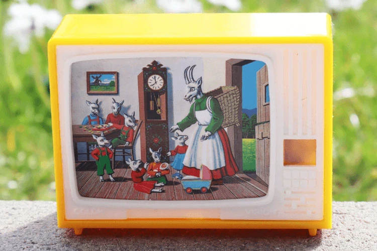 O neposlušných kůzlátkách - klikací TV (retro hračka)