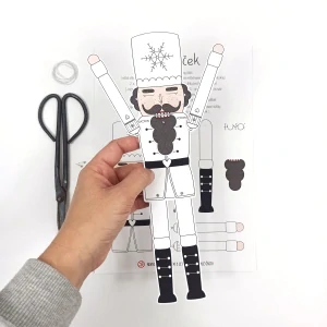 Louskáček - vánoční pohyblivá vystřihovánka - loutka