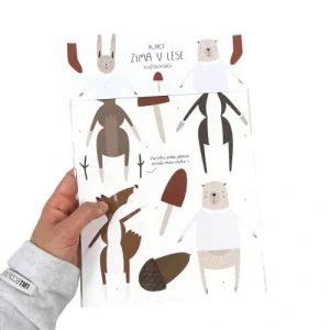 Zima v lese - vánoční vystřihovánka - girlanda