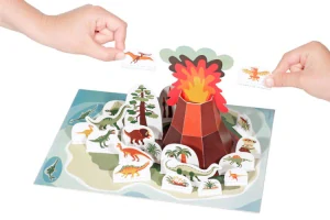 Dinosauří ostrov - vystřihovánka skládačka: sopka a 14 dinosaurů