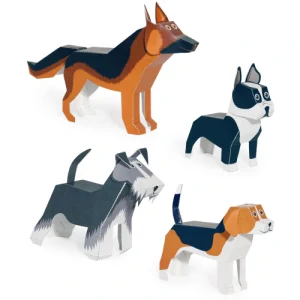 Čtyři pejsci - vystřihovánka skládačka (německý ovčák, bígl, knírač, bostonský teriér)