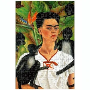 Micro puzzle Autoportrét s opicí Frida Kahlo (Aurorretrato con Monos; 150 dílků, 10 x 15 cm) 