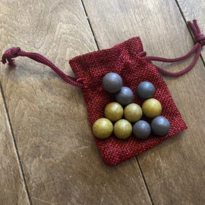 Hliněnky (10 ks) v jutovém pytlíčku šedá – žlutá