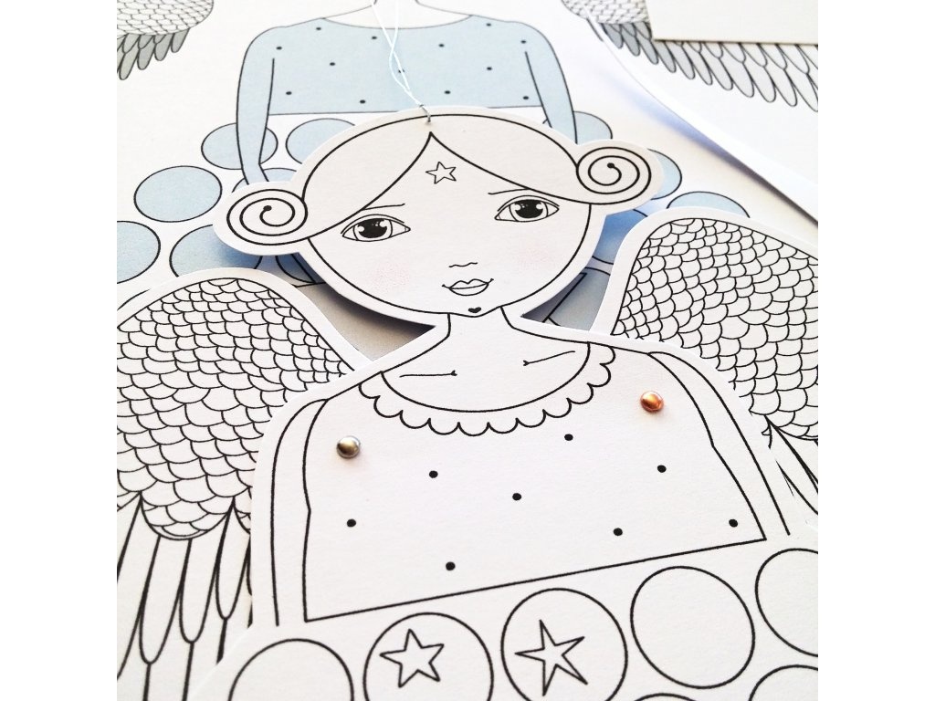 Andělka - vánoční pohyblivá vystřihovánka (bílá)