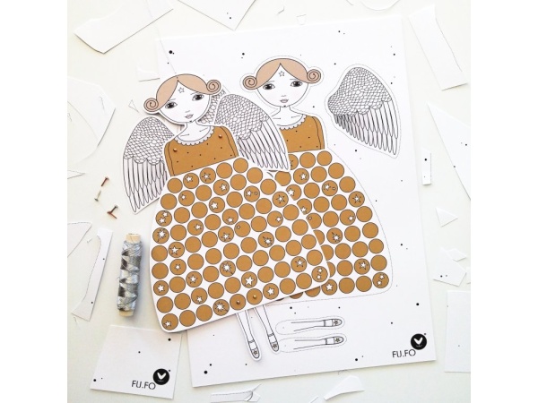 Andělka - vánoční pohyblivá vystřihovánka (zlatá)