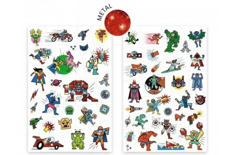 Tetování metalické superhrdinové Djeco