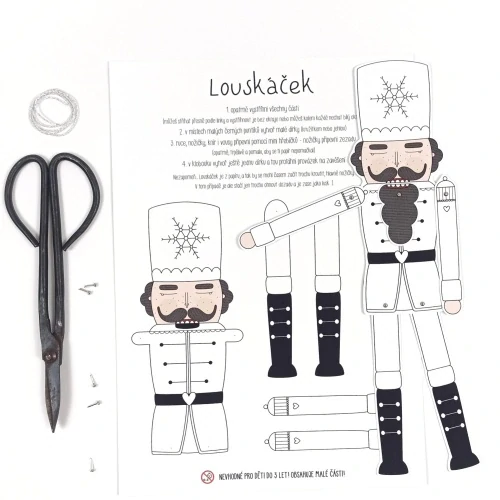 Louskáček - vánoční pohyblivá vystřihovánka - loutka
