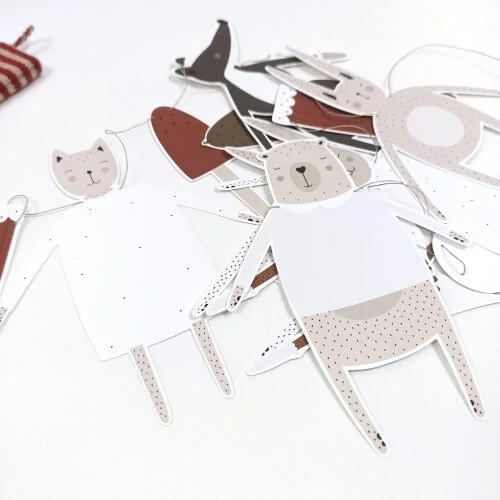 Zima v lese - vánoční vystřihovánka - girlanda