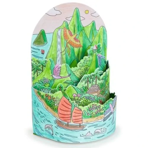 Omalovánky Na mém ostrově s 3D efektem - dioráma