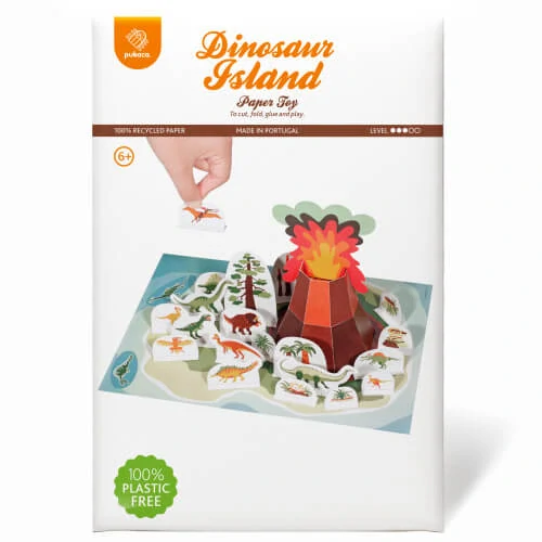 Dinosauří ostrov - vystřihovánka skládačka: sopka a 14 dinosaurů