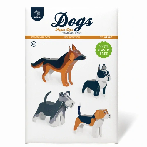 Čtyři pejsci - vystřihovánka skládačka (německý ovčák, bígl, knírač, bostonský teriér)