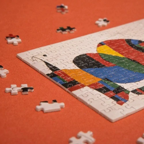 Micro puzzle Žena, pták, hvězda Joan Miró (Dona i ocell; 150 dílků, 10 x 15 cm) 