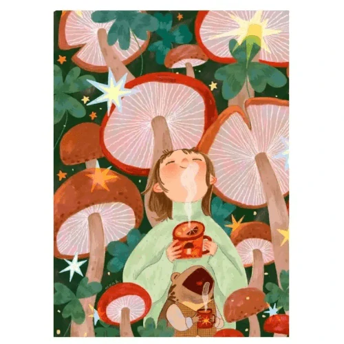 Puzzle do kapsy Pod houbami (99 dílků, 10 x 14 cm) 