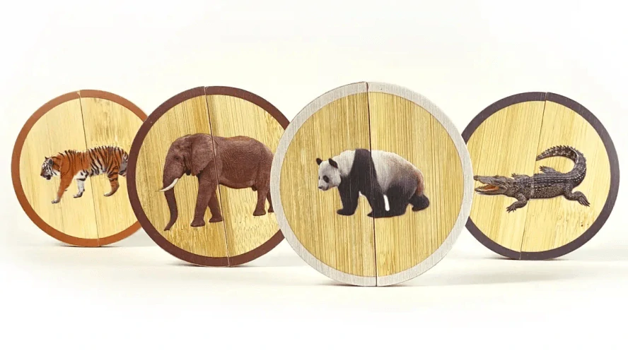 Kruhové puzzle Exotická zvířata (Montessori)