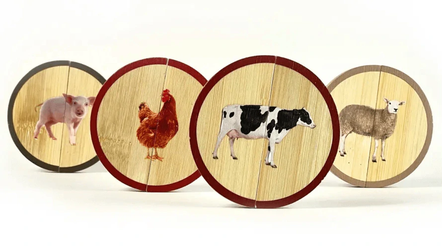 Kruhové puzzle Farma (Montessori)