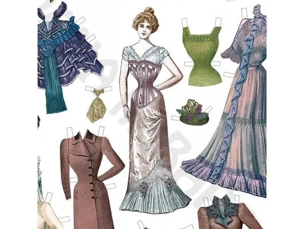 Secesní vystřihovací panenka
