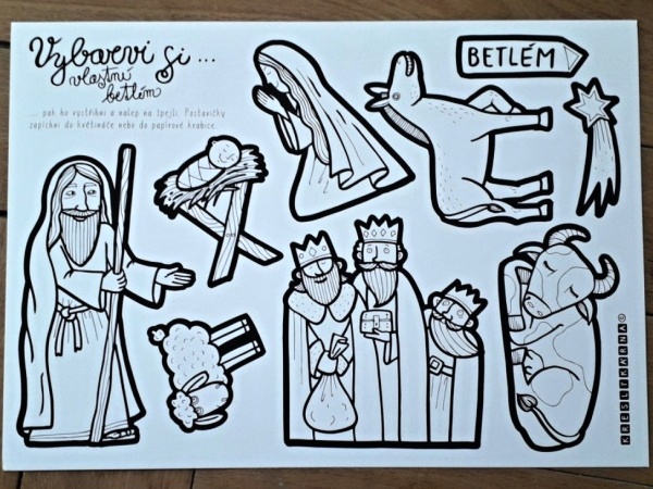 Vybarvi si vlastní betlém (špejle)