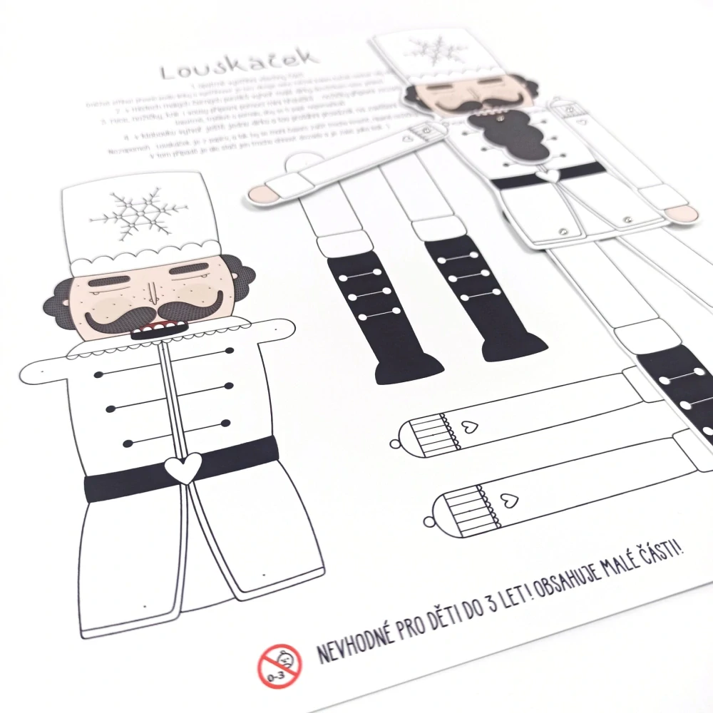 Louskáček - vánoční pohyblivá vystřihovánka - loutka