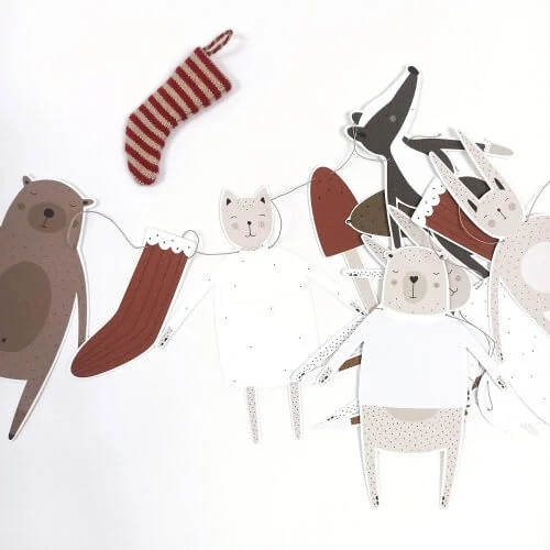 Zima v lese - vánoční vystřihovánka - girlanda