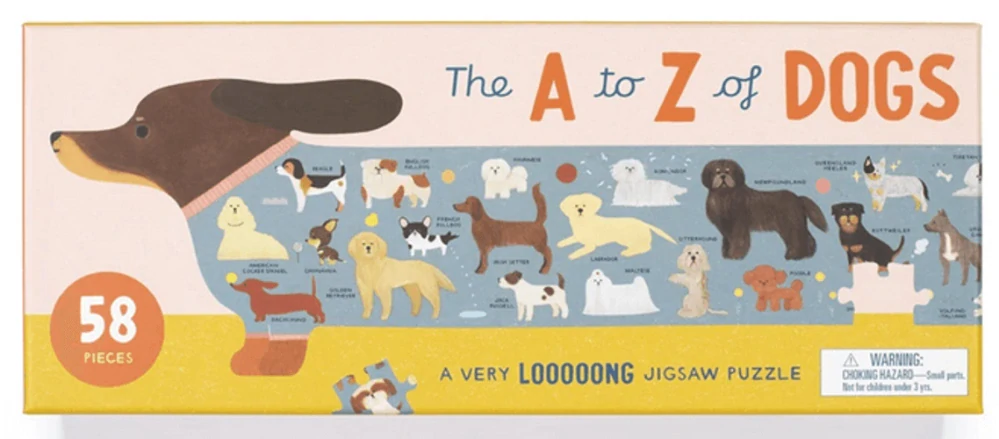 Puzzle pejskové od A po Z: metr dlouhé, 58 dílků
