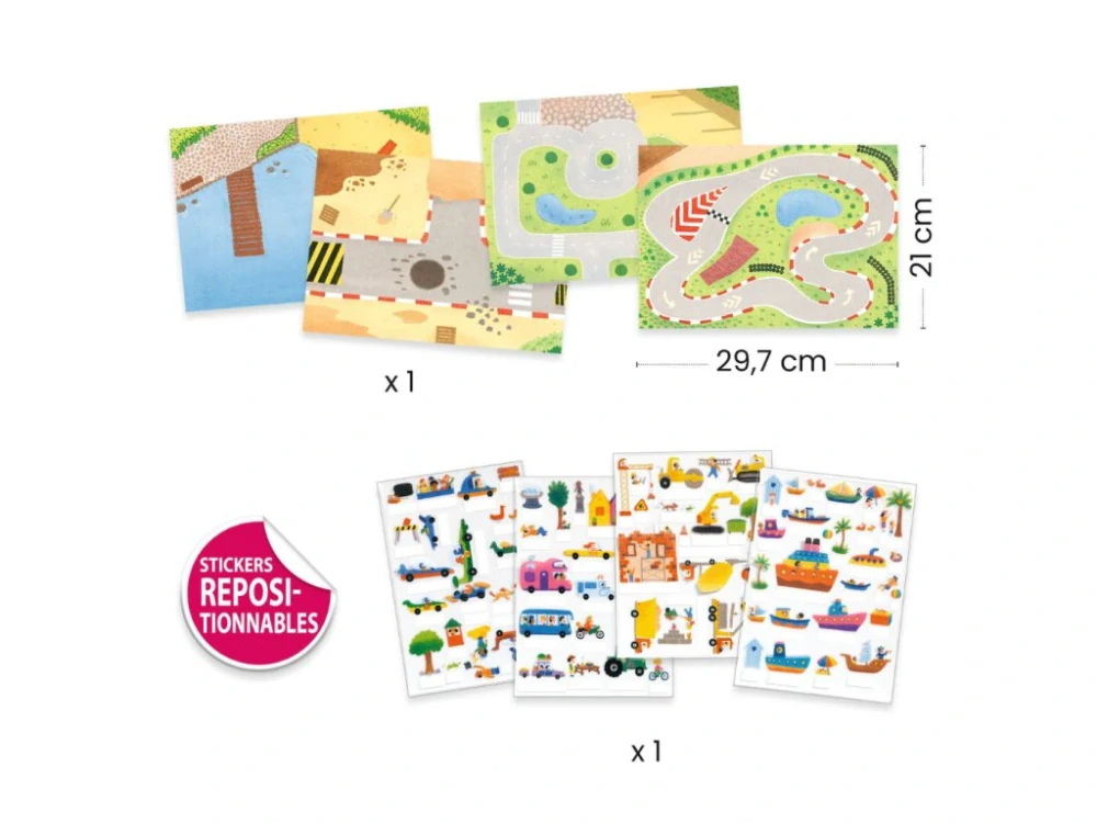   Dj647S - Samolepky auta Djeco - novinka; 3D, opakovatelně použitelné