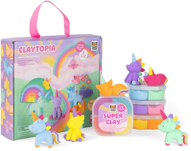 Tiger Tribe Claytopia - plastelina (16 barev), dekorace a scenérie - Svět jednorožců