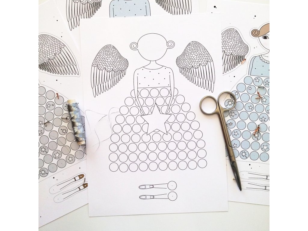 Andělka - vánoční pohyblivá vystřihovánka (bílá)