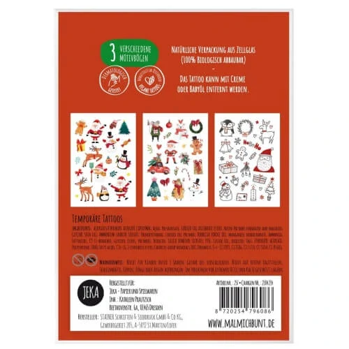 Tetování vánoce - 55 tetovaček (Santa Claus, stromeček, sobi, perníčky, sněhulák, atd.)