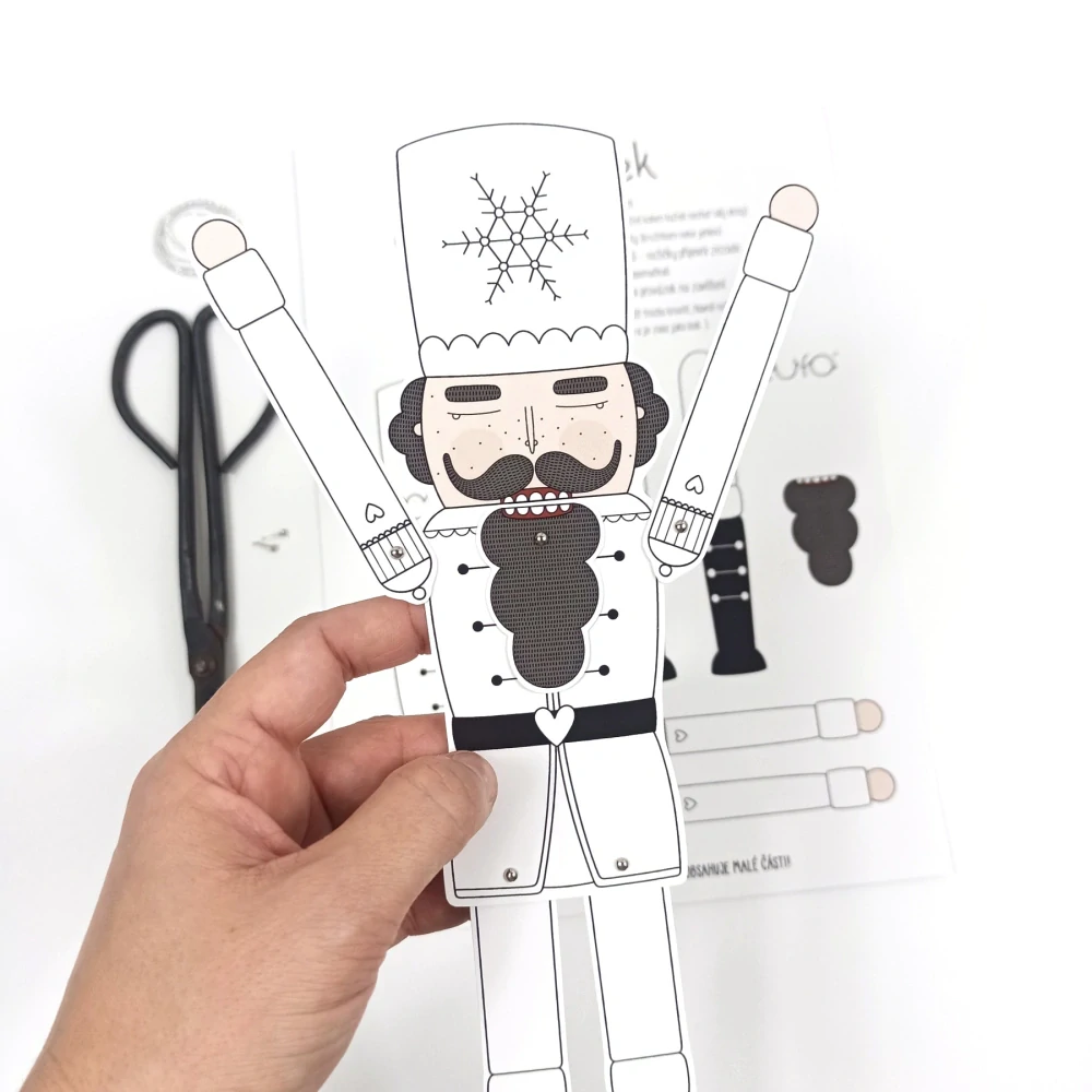 Louskáček - vánoční pohyblivá vystřihovánka - loutka