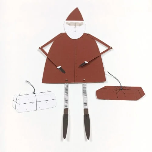 Santa - vánoční pohyblivá vystřihovánka - loutka