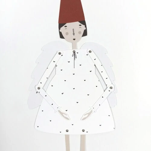 Vánoční Andělka - vánoční pohyblivá vystřihovánka (loutka))