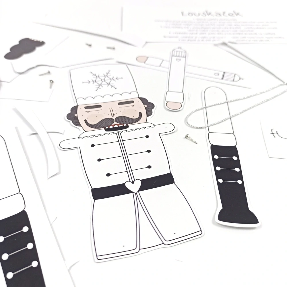 Louskáček - vánoční pohyblivá vystřihovánka - loutka