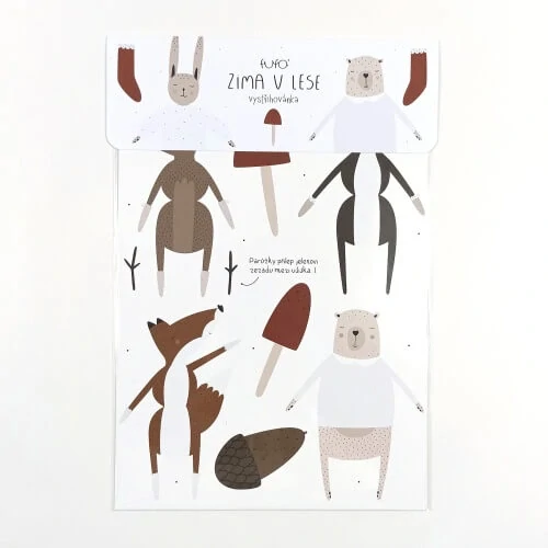 Zima v lese - vánoční vystřihovánka - girlanda