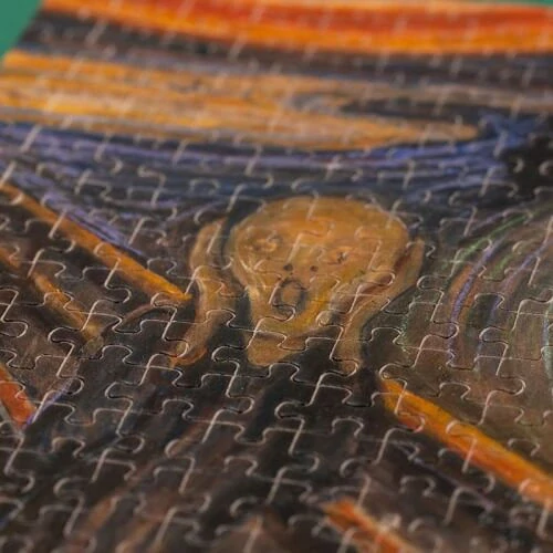 Puzzle Výkřik 150 dílků s lupou (Edvard Munch)
