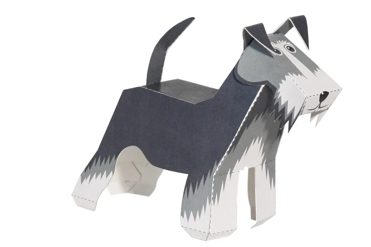 Čtyři pejsci - vystřihovánka skládačka (německý ovčák, bígl, knírač, bostonský teriér)