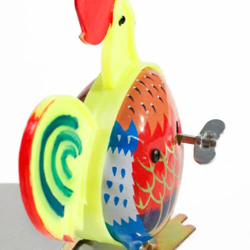 Plechový kohoutek na klíček - s plastovým zobáčkem a ocáskem
