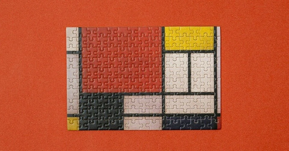 Puzzle Kompozice 150 dílků s lupou (Piet Mondrian)