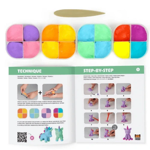 Tiger Tribe Claytopia - plastelina (16 barev), dekorace a scenérie - Svět jednorožců