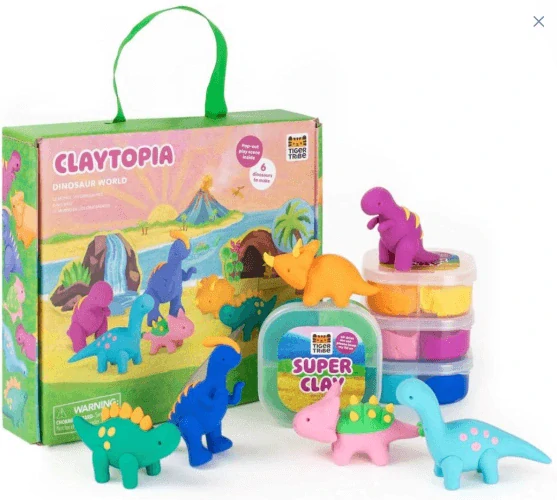 Tiger Tribe Claytopia - plastelina (16 barev), dekorace a scenérie - Dinosauři