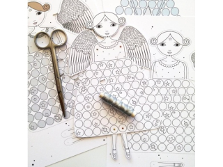 Andělka - vánoční pohyblivá vystřihovánka (bílá)