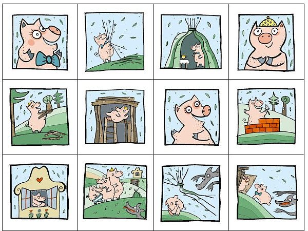Pexeso Tři prasátka - vyprávěj pohádku