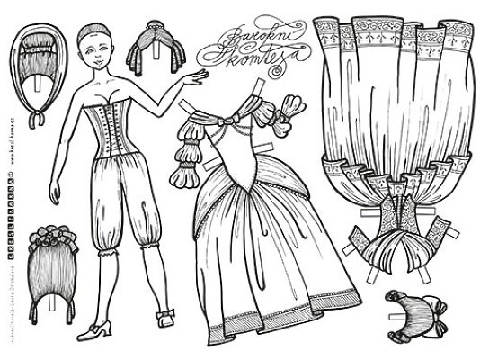 Komtesa - vystřihovánka a omalovánka v jednom